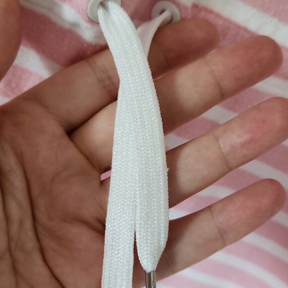 MARC CAIN | Shirt Dress Striped Dropped Waist Drawstring Pink Sz 12 14 - Picture 5 of 9